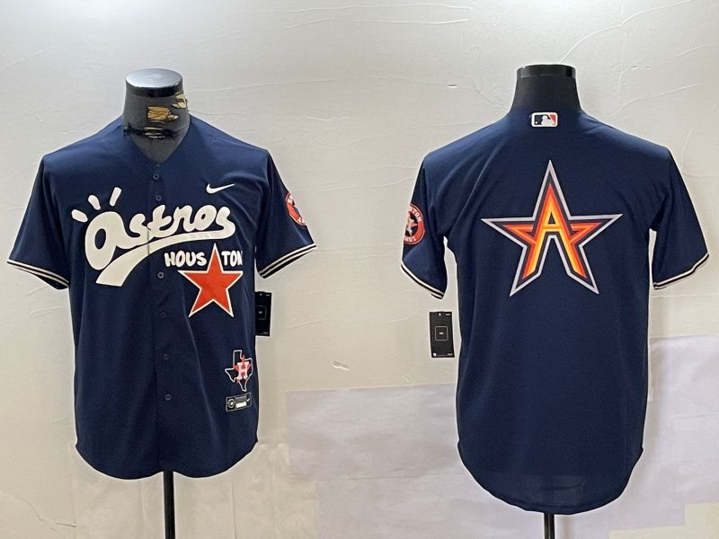Men Houston Astros Blank Blue Second generation joint name Nike 2024 MLB Jersey style 2->houston astros->MLB Jersey